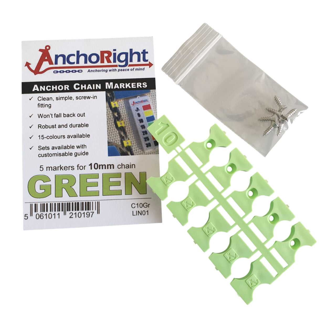 ANCHORIGHT Kettenmarkierungen - 10mm- Hellgrün